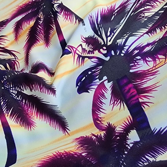 Women's sz XL Zip Front Palm Tree Print Short Sleeve Swim Suit - EXCELLENT - Picture 13 of 14